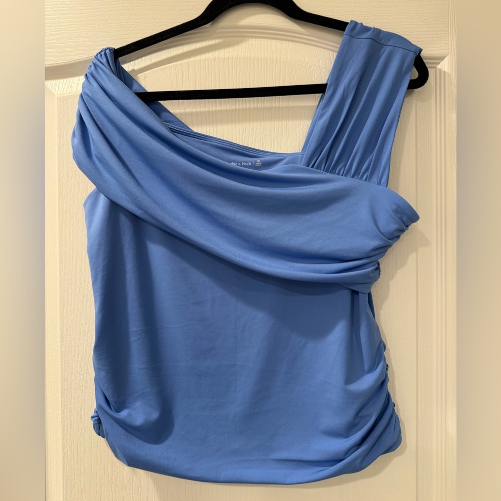 Abercrombie & Fitch Asymmetrical Draped Top | Blue | XL | NWOT